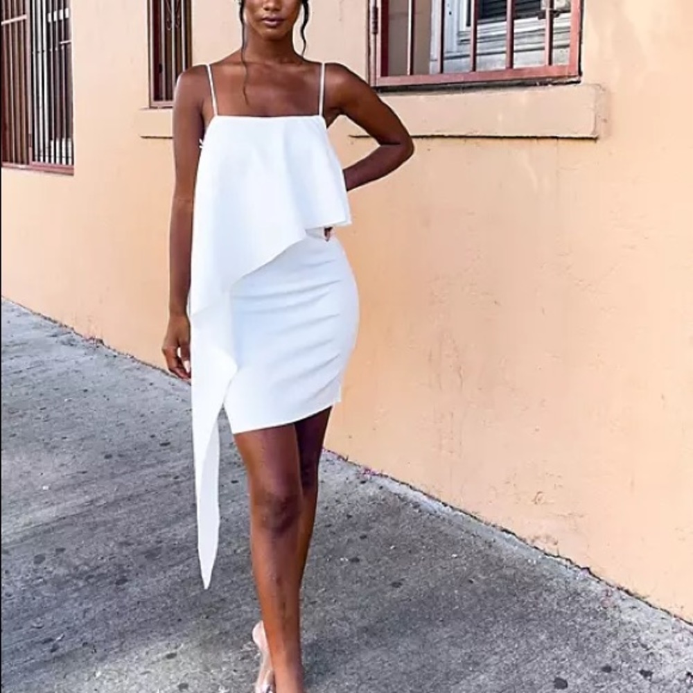 ASOS Laced In Love waterfall mini dress in white